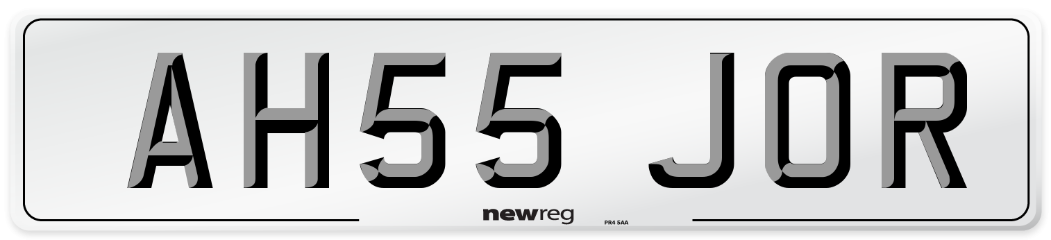 AH55 JOR Number Plate from New Reg
